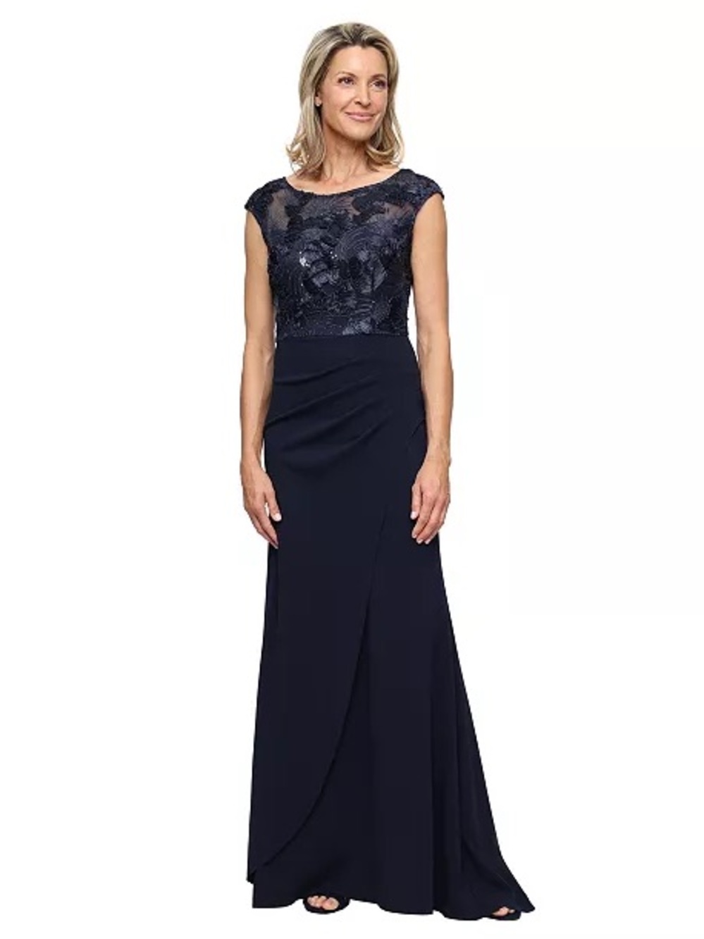 Women's Boat Neck Crepe Ball Gown